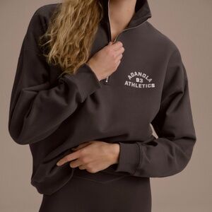 Adanola Campus Oversized Funnel Neck Zip Sweatshirt - Coffee Bean/Marshmallow